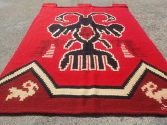 Vintage Traditional Handmade Native American Folk Art Wool Tapestry 4.2×2.10ft