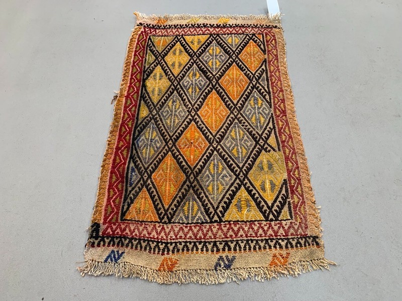 Vintage Turkish Mini Kilim 92x54 cm Wool Small Kelim Runner, shabby Chic gallery
