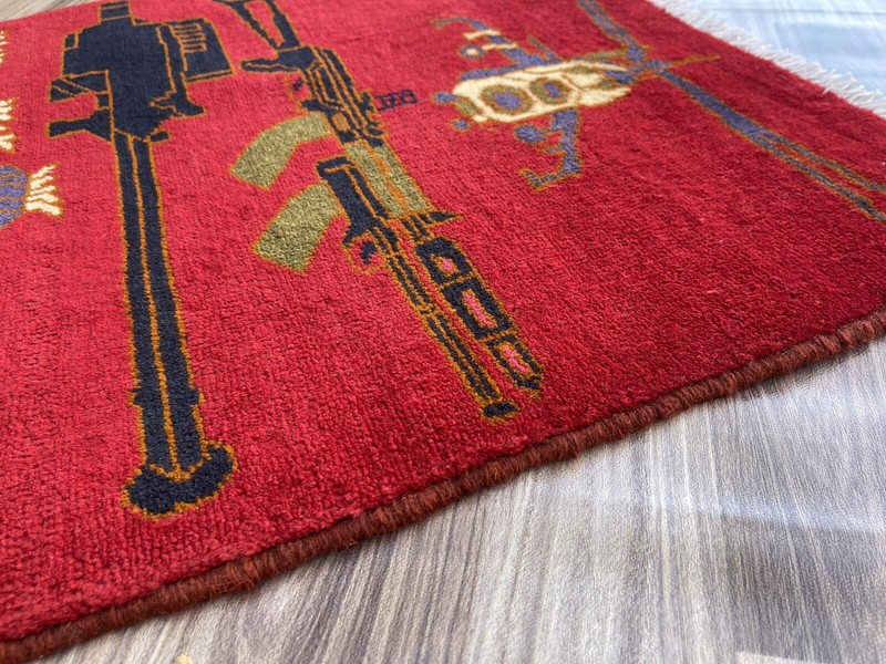 TRADITIONAL AFGHAN WAR RUG TRIBAL ART RUG Wool Rug Opiume 79x59 cm #149 gallery