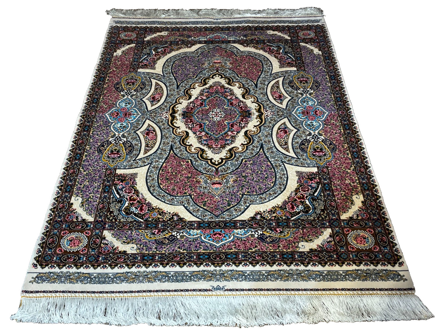 Silk Rug 3 x 5 ft High Quality Floral Medallion Design Soft 91 x 152 cm gallery