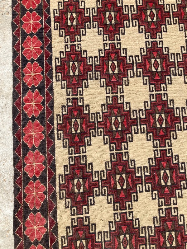 Vintage Traditional Handmade Geometric Bukhara Kilim Floor Runner Rug 318x93 cm gallery