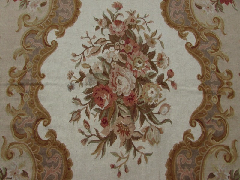 Vintage Hand Made French Design Wool Brown Beige Original Aubusson 375X263cm gallery
