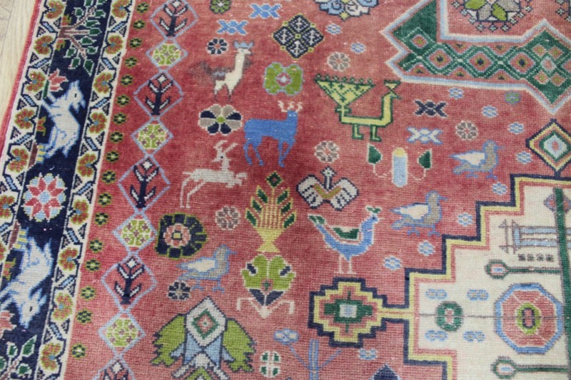 Antique Handmade Oriental Qashqai Wool Rug 250 x 140 cm (8’2” x 4’7”) Tribal Rug gallery
