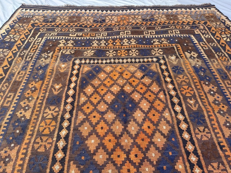 Terracotta Faded Kilim Rug 6'9x10'2 Vintage Afghan Tribal Boho Flatweave Rug gallery