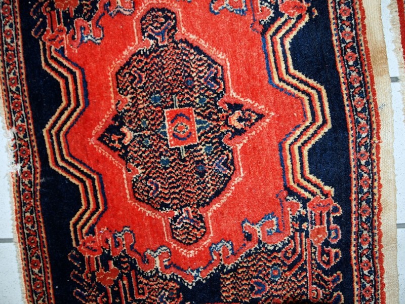Handmade Antique Oriental Rugs Pair 52cm x 80cm Wool 1900s gallery