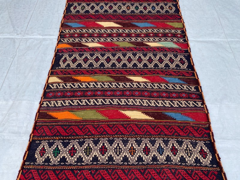 2x5 ft Afghan Turkmen Flatweave Traditional Antique Tribal Wool Area Kilim Rug gallery
