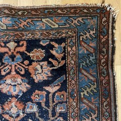 Vintage Rug 2′ 9 x 3′ 10 Blue Hand Knotted Oriental Rug