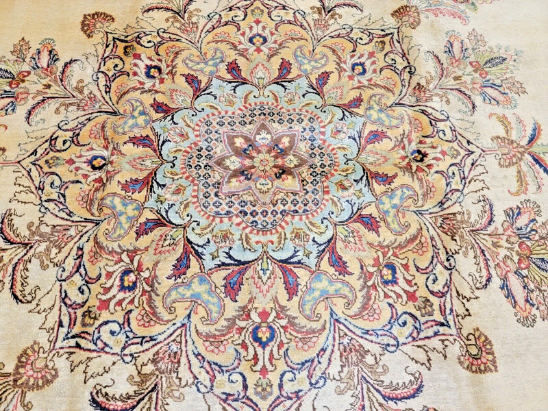 Antique Oriental Hand-Knotted Wool Area Rug Beige Unique Design 9'3" x 12'8" gallery