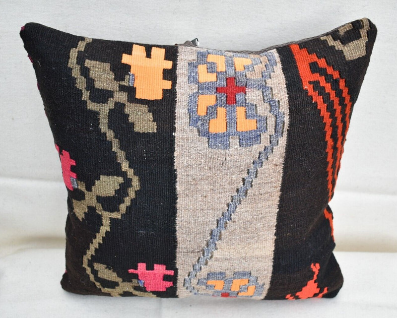 Turkish Kilim Pillow Cover Sofa Rug 16''x16'' Decorative Handmade Cushion Cover gallery