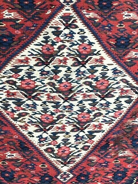 ANTIQUE SENNEH KILIM ( HIGH QUALITY FINISH ) Circa :1930 Size : 4' 11" x 6' 10' gallery
