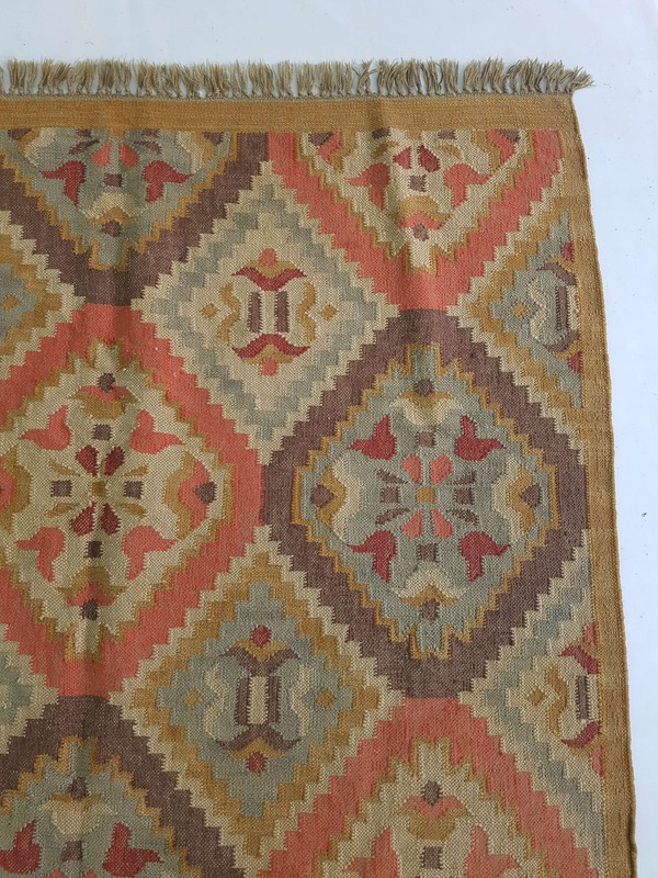 Vintage Handmade Traditional Floral Multicolor Kilim Floor Rug Carpet 246x156cm gallery