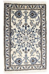 Vintage Cream Classic Floral Design Handmade Nain Tabas Oriental Rug 2X3 ft