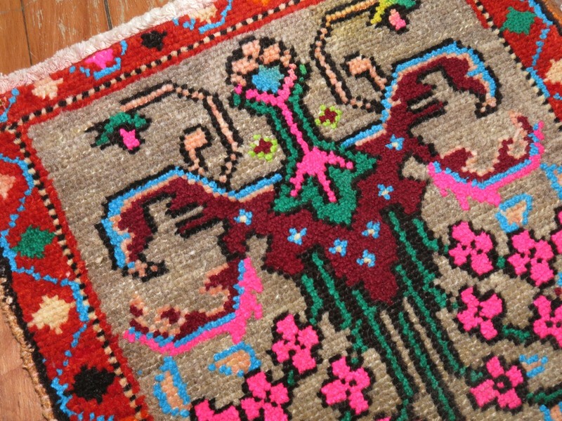 Vintage Trendy Turkish Yastik Ushak Oushak Kurdish Kars Rug Size 1'5''x2'7'' gallery