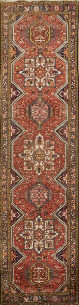 Traditional Runner Rug Handmade Wool with Intricate Patterns and Warm Hues 4x13