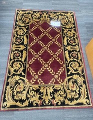 Vintage HANDMADE Tibetan NEPAL Silk WOOL Rug 4X6 AUBUSON Savonnerie MAGENTA