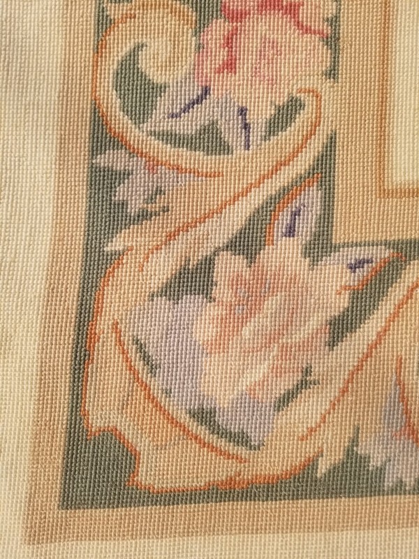 Vintage French Floral Needlepoint Handmade Multicolor Rug Wool Carpet 345x260 cm gallery