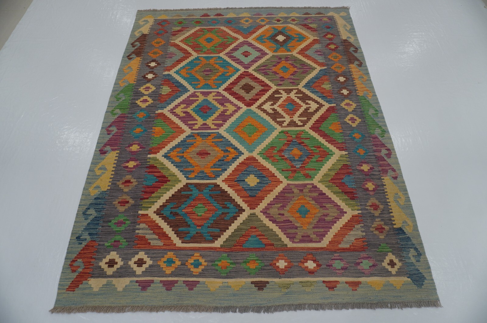 5x7 Afghan Multicolor Hand Woven Wool Tribal Area Rug 4'10"x6'3" gallery