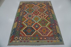 5×7 Afghan Multicolor Hand Woven Wool Tribal Area Rug 4’10″x6’3″