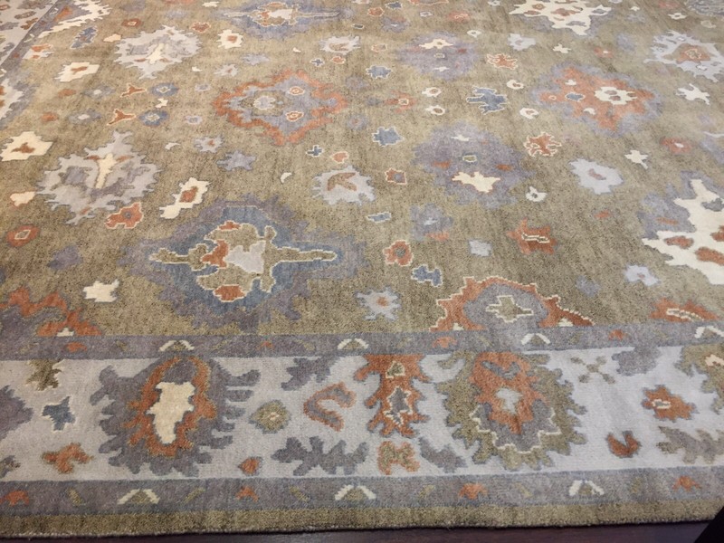 Unique Genuine Hand Knotted Oushak Geometric Area Rug Carpet 9’3”x11’10”,#15 gallery