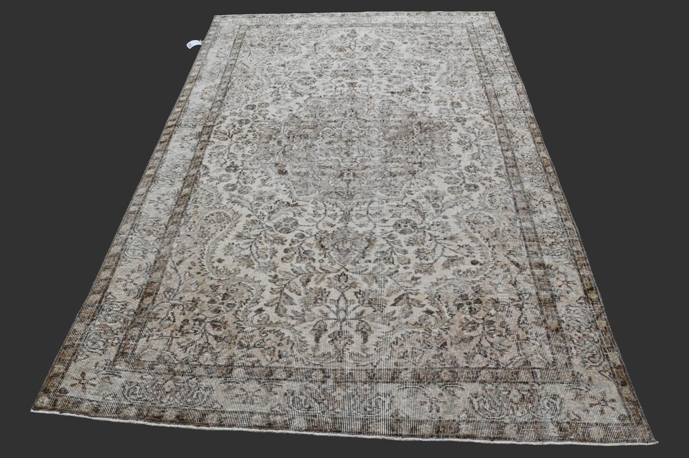 Vintage Turkish Oushak Rug, Beige 5x8 ft, Handmade Wool, Bohemian Anatolian