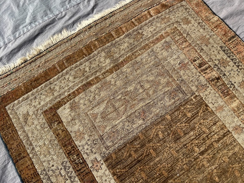 Terracotta Antique Afghan Baluchi Rug 3x4 Muted Geometric Turkmen Faded Carpet gallery