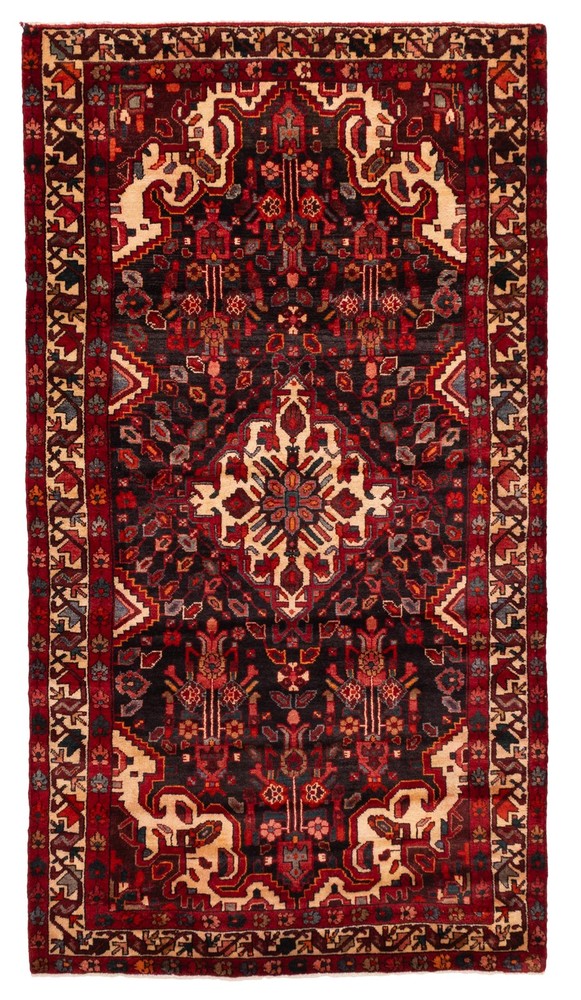 Vintage Black, Red Traditional 4'3" x 7'10" Hand-Knotted Oriental Wool Area Rug