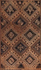 Antique Geometric Tribal Rug 4×7 Hand-knotted Wool Orange Carpet for Any Room