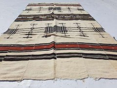 Vintage Handmade African Fulani Wool Kilim Rug Carpet 241×132 cm