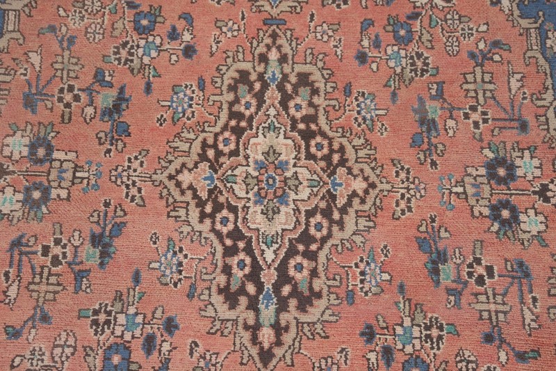 Coral Pink/ Brown Vintage Traditional Rug 7x10 Handmade Wool for Living Room gallery