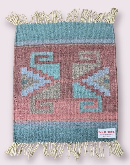 Southwest Vintage Authentic Mexican Hand-Woven Rugs Table Runner Decor 14 x 12”