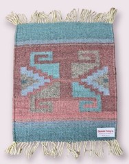 Southwest Vintage Authentic Mexican Hand-Woven Rugs Table Runner Decor 14 x 12”