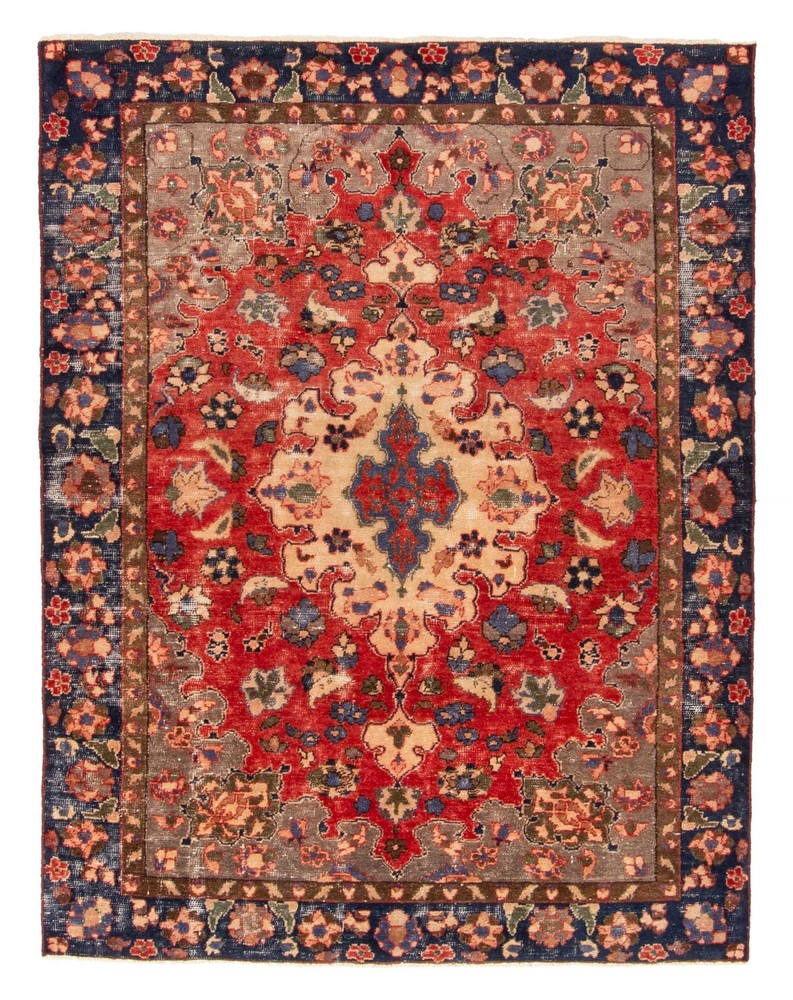 Vintage Hand-Knotted Area Rug 4'8" x 6'0" Traditional Oriental Wool Carpet