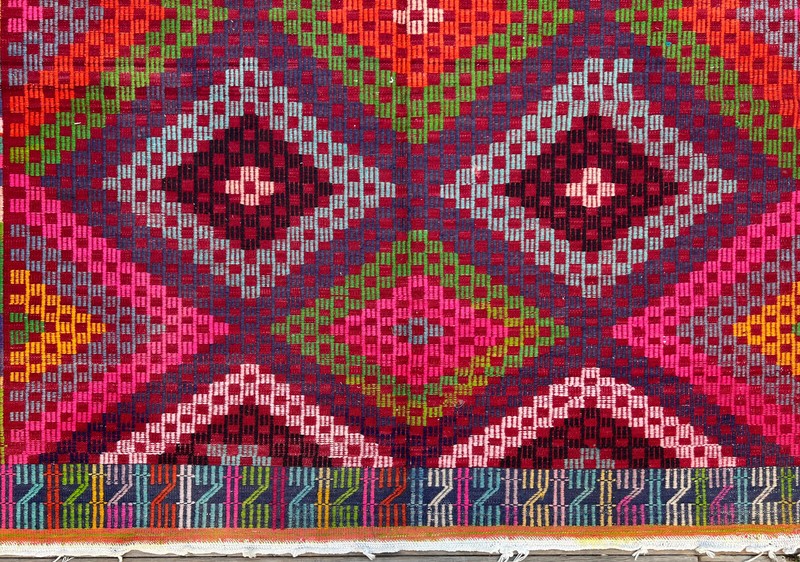 Turkish Kilim Handwoven 6'x9' Cicim Kilim Natural Wool Vintage Rug 200x295cm gallery