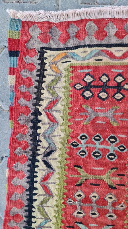 Antique Monastery Rug, Small unique rug, Kilim rug, tribal rug, hand woven Rug gallery