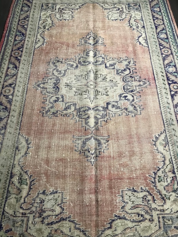 5.6x8.4 Large Vintage Orange Turkish Oushak Wool Rug gallery