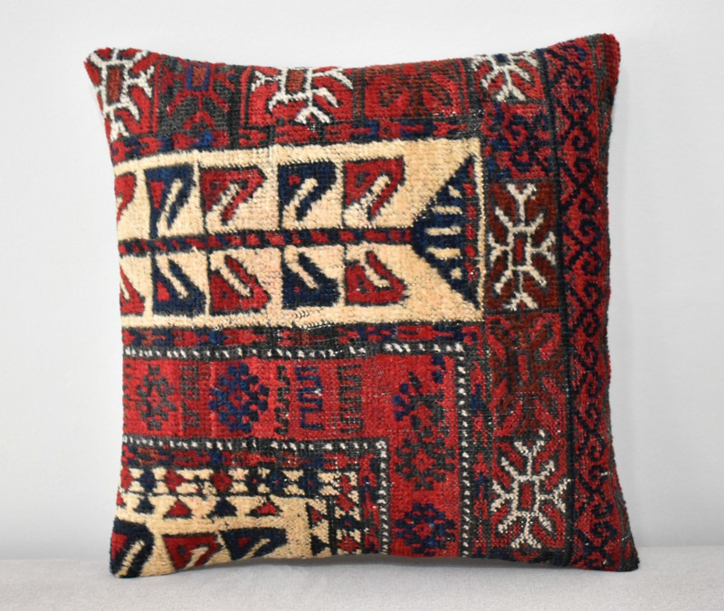 Antique Tribal Pillow Cover Sofa Rug 16'' x 16'' Made Of Antique Cushion Carpet gallery