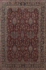 Hand-Knotted Floral Pre-1900 Antique Red Large Rug 11×16 Ft Living Room Wool Rug