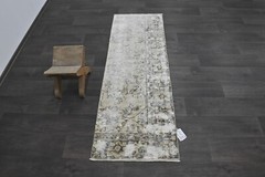 Vintage Turkish Runner Rug 2x5ft Wool Anatolian Handmade Hallway Oushak BEIGE