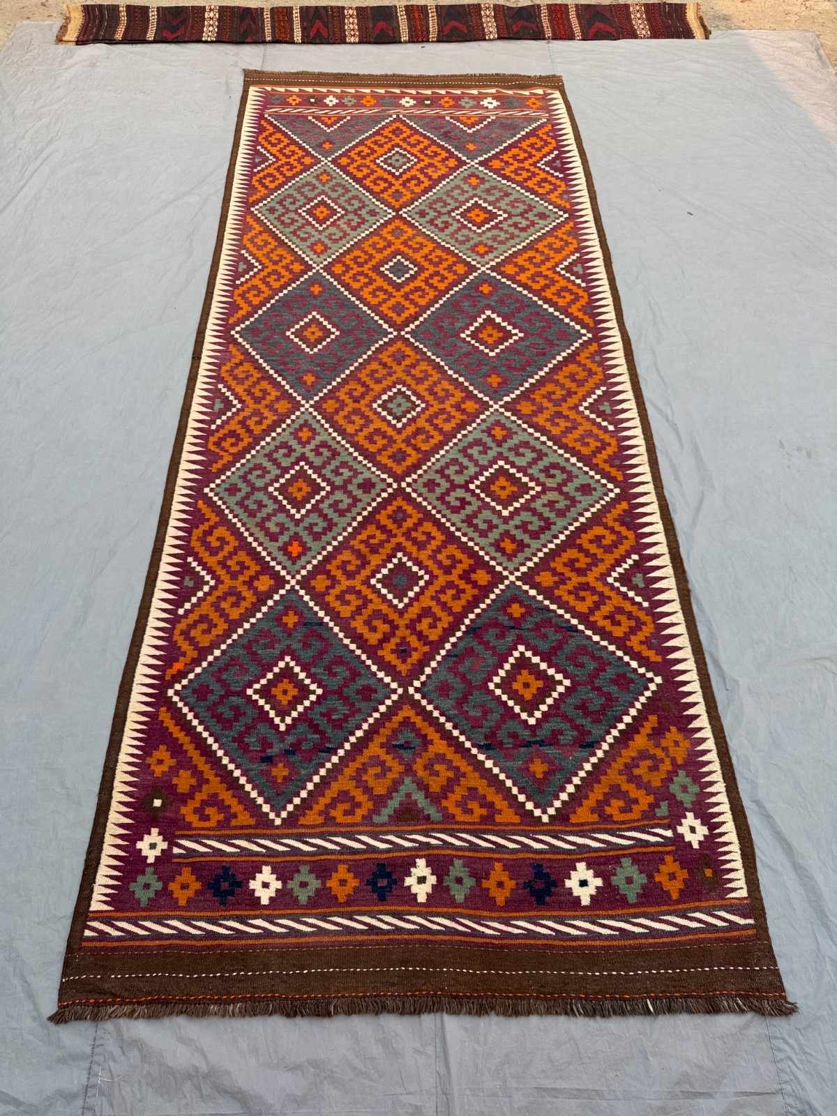 5'3x12'8 Ft Vintage Afghan Baluchi Geometric Kilim Triba Wool Runner Rug gallery