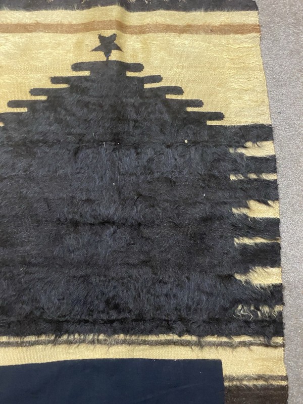 Vintage Turkish Angora Wool Blanket Kilim Rug Siirt 112x72cm gallery