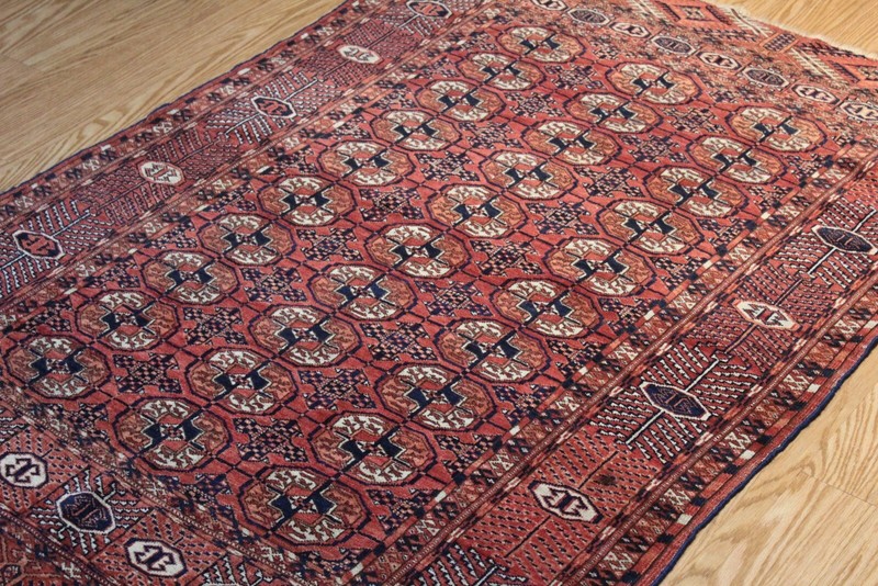 Antique Turkmen Bukhara Rug, _ 4X6 FT. Authentic Tribal $900 Late 19th Century gallery