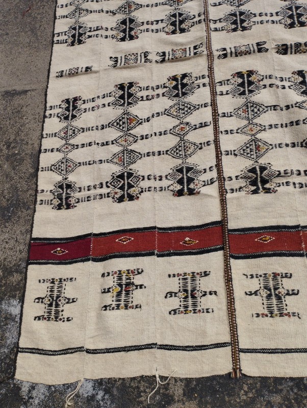 Vintage Traditional Oriental Fulani Multicolor Wool Kilim Rug Carpet 233x141 cm gallery