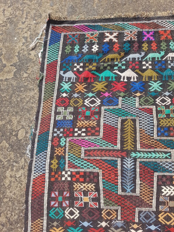 Vintage Traditional Handcrafted Tunisian Kilim Rug for Home Décor 140x90 cm gallery