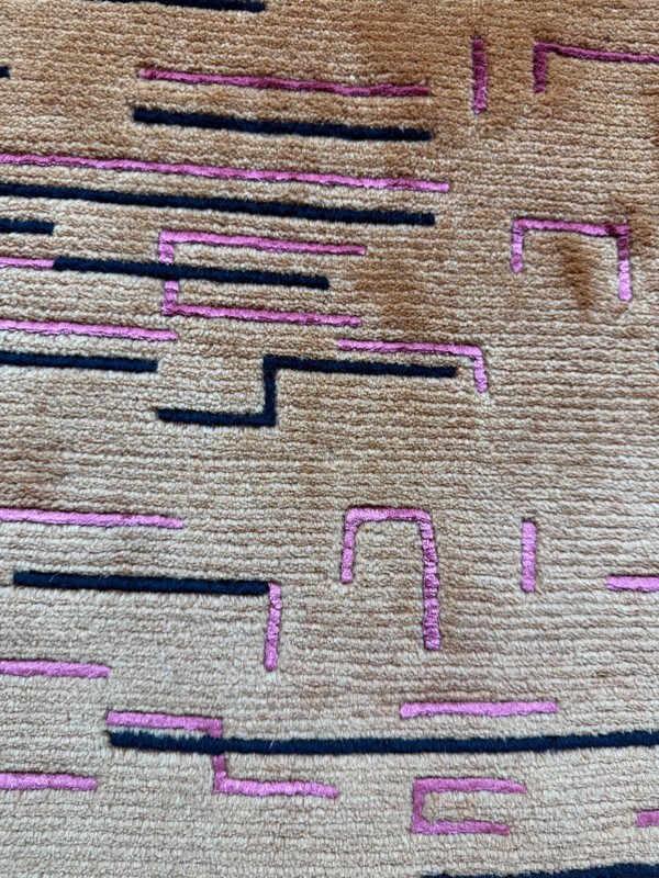 Vintage Beautiful Hand Knotted Modern Design Wool Rug Carpet 137x69 Cm gallery