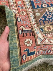 7 X 10 COLLECTORS ITEM Vintage Stunning Shirvan Pictorial Pattern Full Sumac Rug