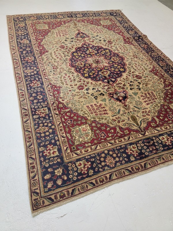 Antique Oriental Hand-Knotted Wool Area Rug Beige/Red/Blue/Green 6'11" x 10'2" gallery