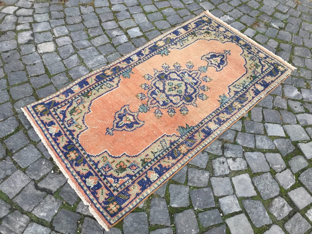 Bohemian Area Rug Handmade Wool Rug Turkish Vintage Traditional Rug 2,6 x 4,9 ft