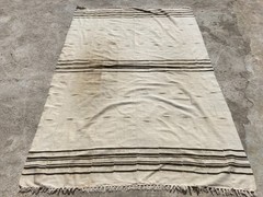 Vintage Handmade Moroccan Tribal Striped Wool Kilim Rug 201×136 cm