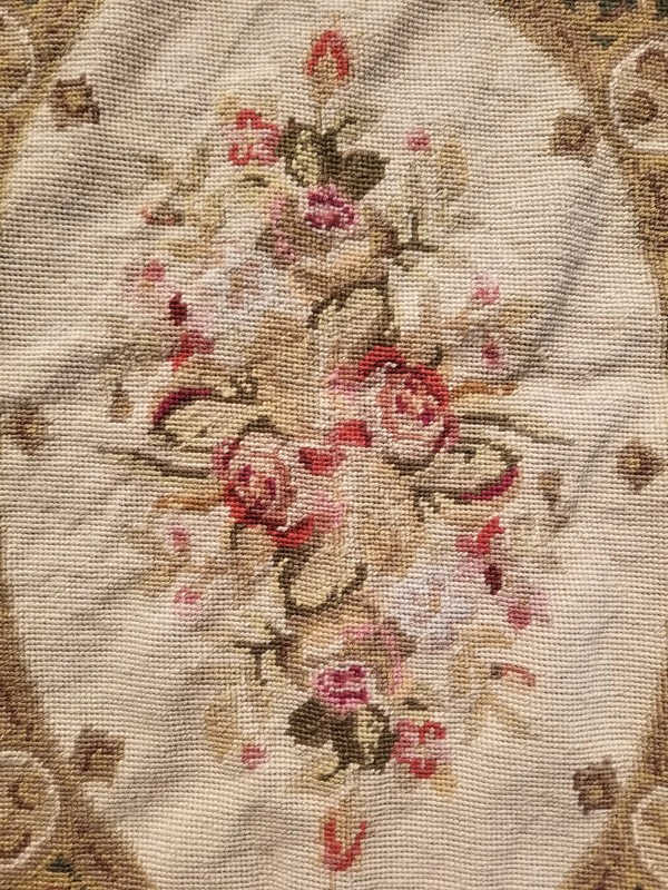 Vintage French Handwoven Floral Multicolor Wool Rug Carpet 5.7x3.8ft gallery
