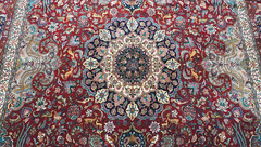 Antique Silk & Wool Isfahann Animals Birds Handmade Rug Silk Foundation 10’x14′
